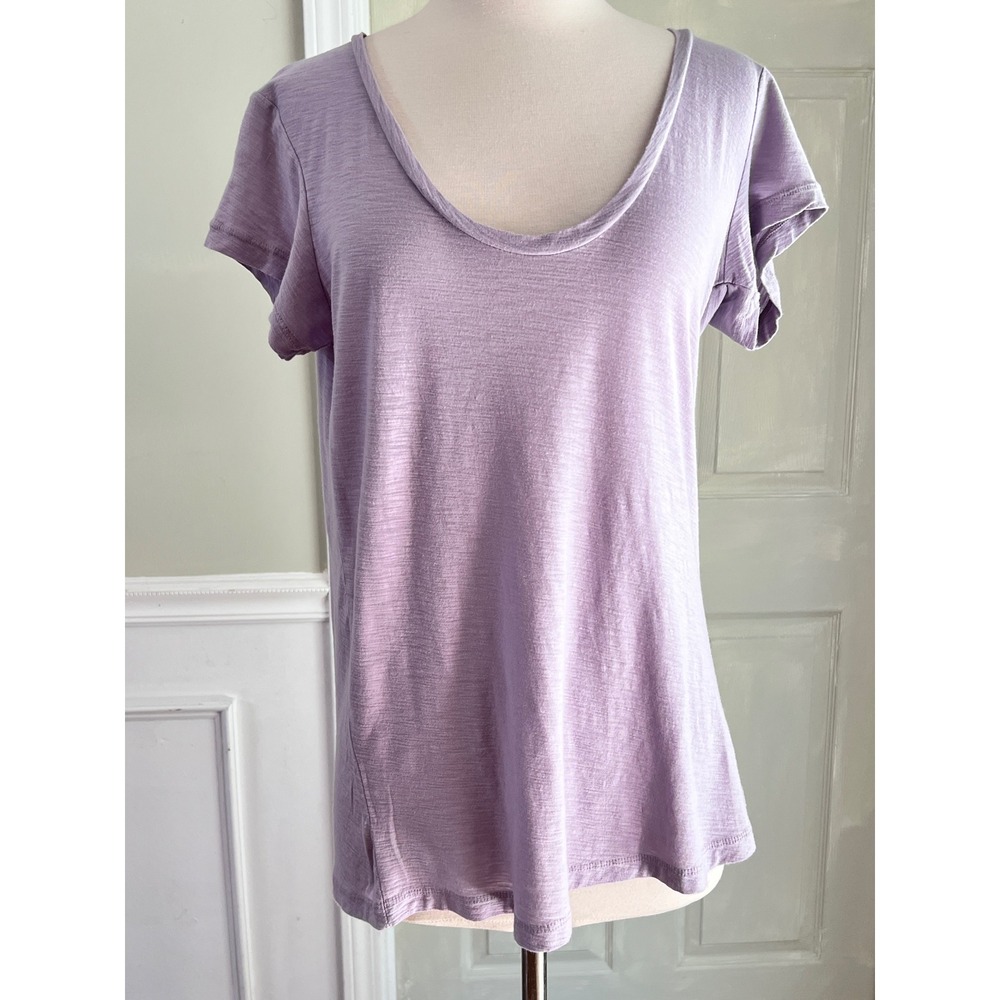 James Perse Standard Tee Size 3 Women Scoop Neck Slub Knit Lavender Purple Basic